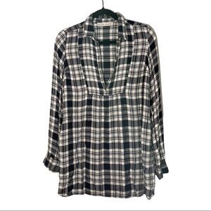 Abercrombie & Fitch Black & White Plaid Long Sleeve Button 100% Viscose Top XS